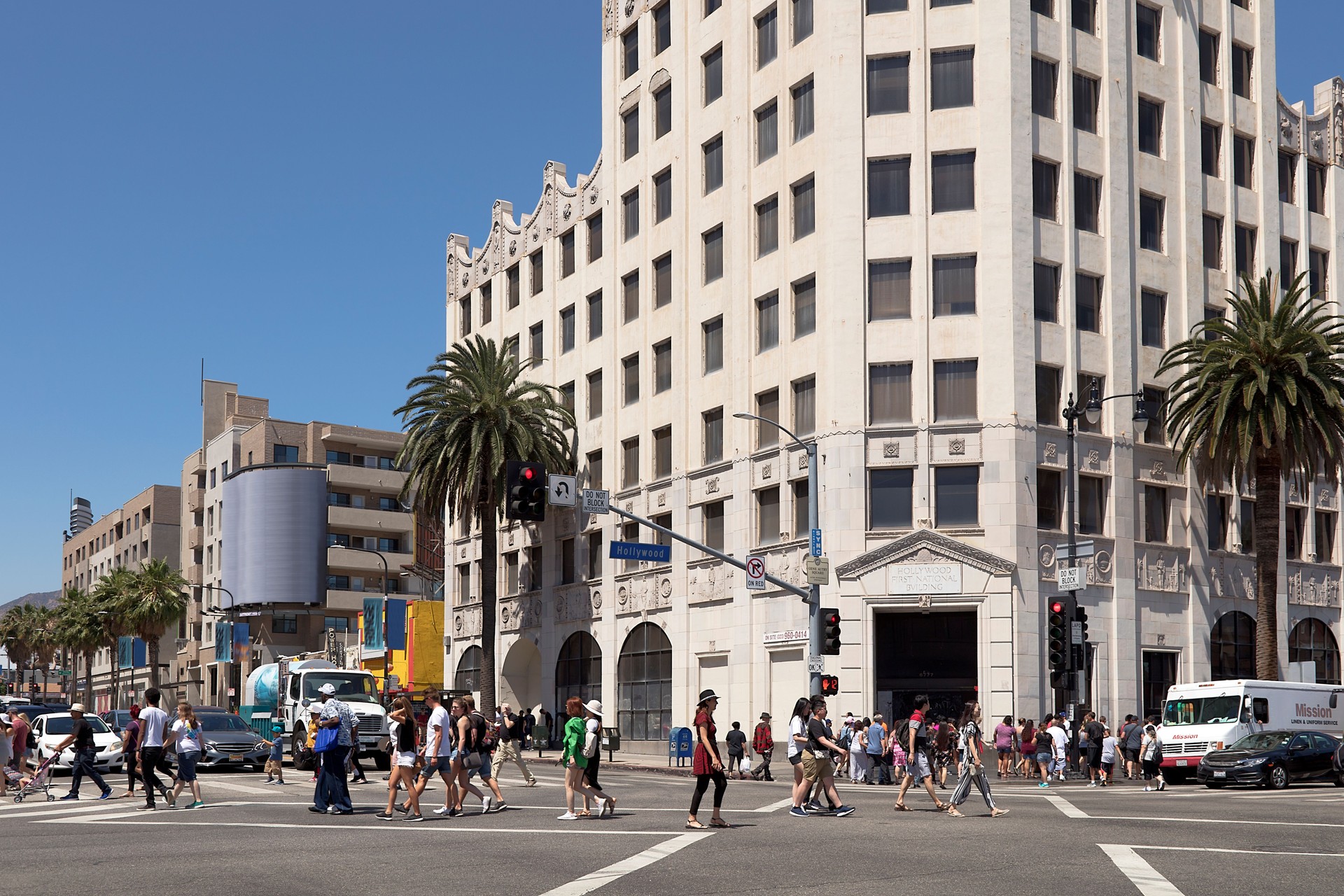Crowd of People Crossing Street in Los Angeles
